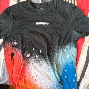 Hollister Black Tee with Red, White, and Blue Splash